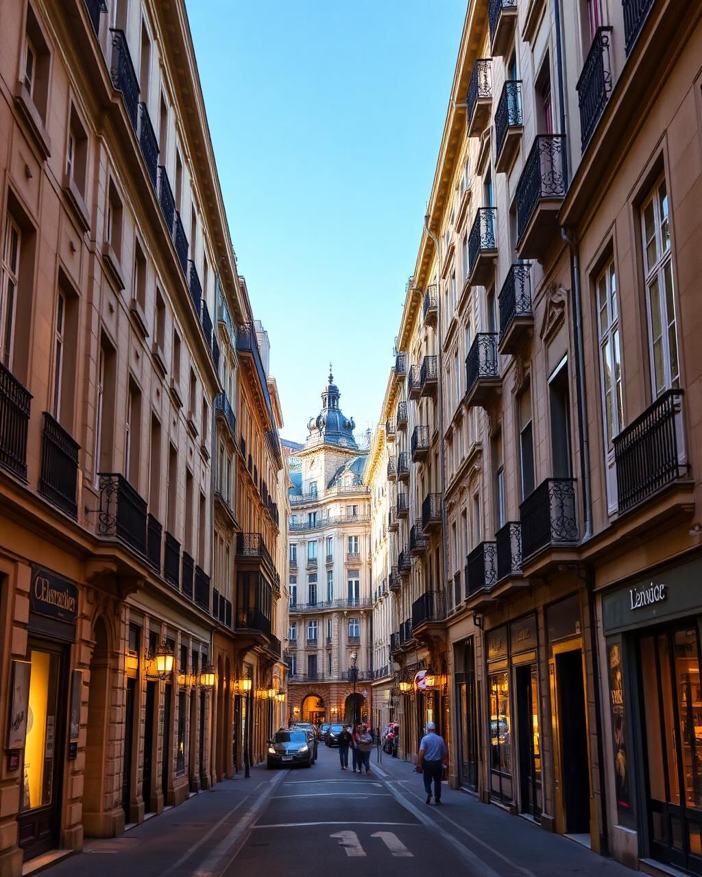 Rue élégante du centre de Lyon